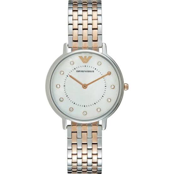 Emporio Armani Gianni T Bar Mother of Pearl Dial Two Tone Stainless Steel Strap Watch For Women - AR2508 Watches Emporio Armani   