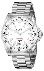 Gucci Dive Quartz White Dial Silver Steel Strap Watch for Men  - YA136302 Watches Gucci   