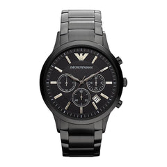 Emporio Armani Classic Chronograph Black Dial Black Stainless Steel Strap Watch For Men - AR2453 Watches Emporio Armani   