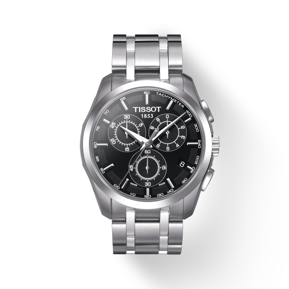 Tissot Couturier Chronograph Black Dial Silver Steel Strap Watch For Men - T035.617.11.051.00 Watches Tissot   