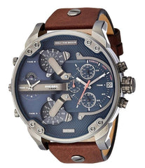 Diesel Mr Daddy Blue Dial Brown Leather Strap Watch For Men - DZ7314 Watches Diesel   