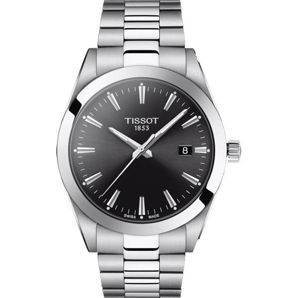 Tissot Gentleman Black Dial Silver Steel Strap Watch For Men - T127.410.11.051.00 Watches Tissot   