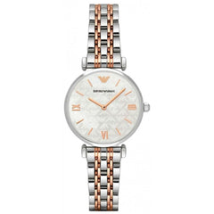 Emporio Armani Gianni T-Bar Mother of Pearl Dial Two Tone Stainless Steel Watch For Women - AR1987 Watches Emporio Armani   