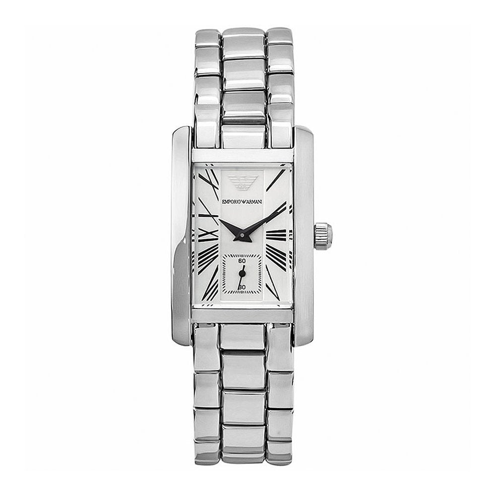 Emporio Armani White Dial Silver Stainless Steel Watch For Women - AR0146 Watches Emporio Armani   