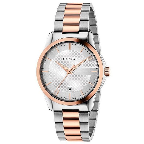 Gucci G Timeless Silver Dial Two Tone Steel Strap Watch For Men - YA126473 Watches Gucci   