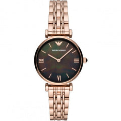 Emporio Armani Gianni T-Bar Black Dial Rose Gold Strap Watch For Women - AR11145 Watches Emporio Armani   