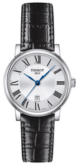 Tissot Carson Premium Lady Silver Dial Black Leather Strap Watch For Women - T122.210.16.033.00 Watches Tissot   