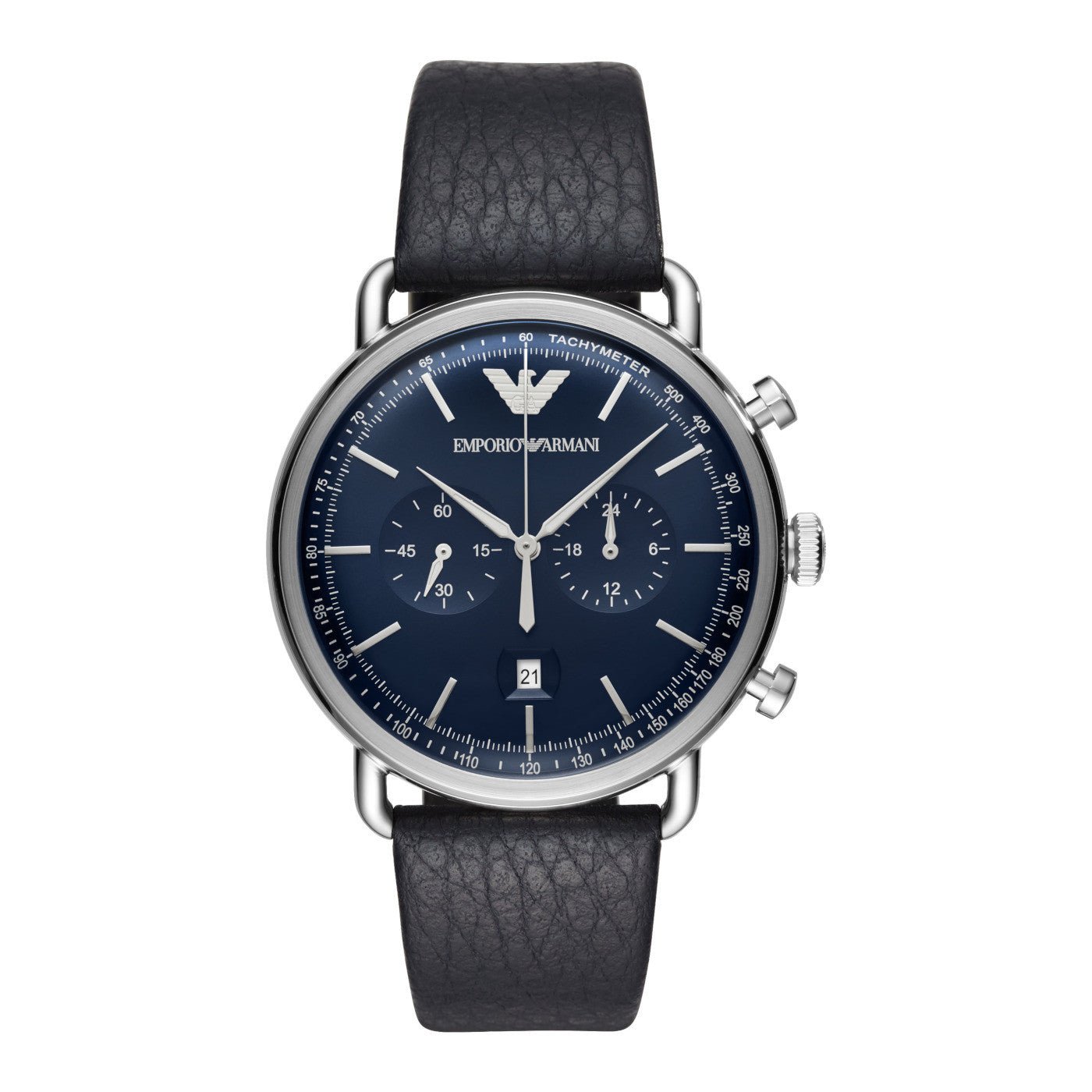 Emporio Armani Aviator Blue Dial Blue Leather Strap Watch For Men - AR11105 Watches Emporio Armani   