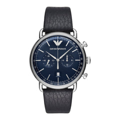 Emporio Armani Aviator Blue Dial Blue Leather Strap Watch For Men - AR11105 Watches Emporio Armani   