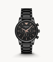 Emporio Armani Luigi Ceramic Chronograph Black Dial Black Strap Watch For Men - AR1509 Watches Emporio Armani   