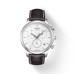 Tissot T Classic Tradition Chronograph White Dial Brown Leather Strap Watch For Men - T063.617.16.037.00 Watches Tissot   