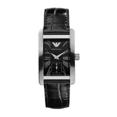 Emporio Armani Classic Black Dial Black Leather Strap Watch For Women - AR0144 Watches Emporio Armani   