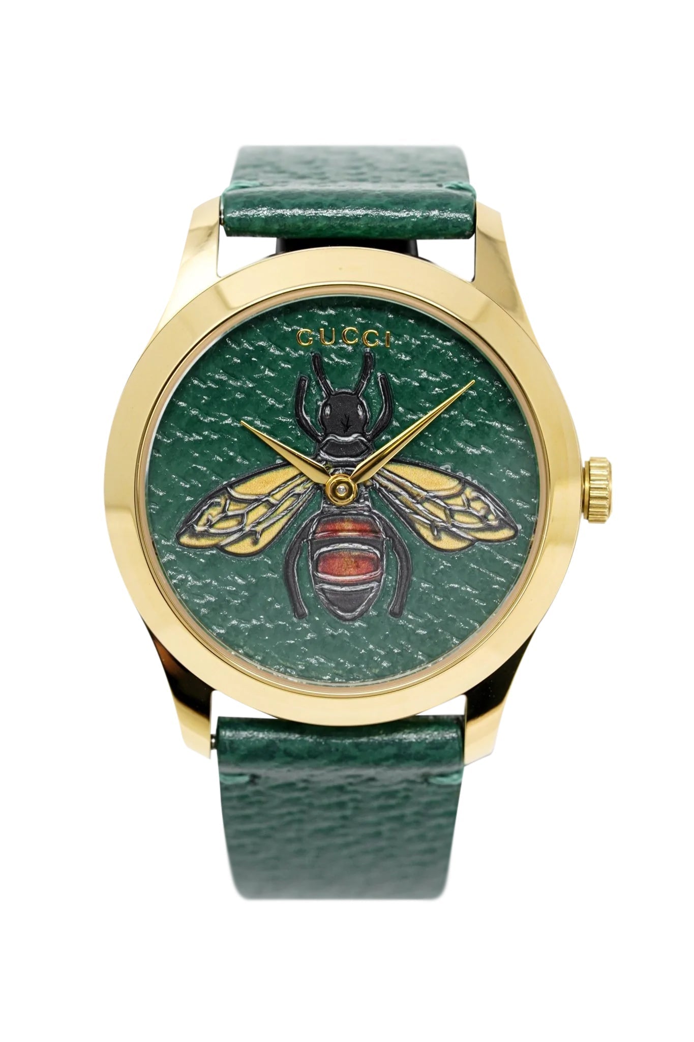 Gucci G Timeless Bee Green Dial Green Leather Strap Watch For Women - YA1264065 Watches Gucci   