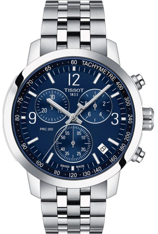 Tissot PRC 200 Chronograph Quartz Blue Dial Stainless Steel Watch For Men - T114.417.11.047.00 Watches Tissot   