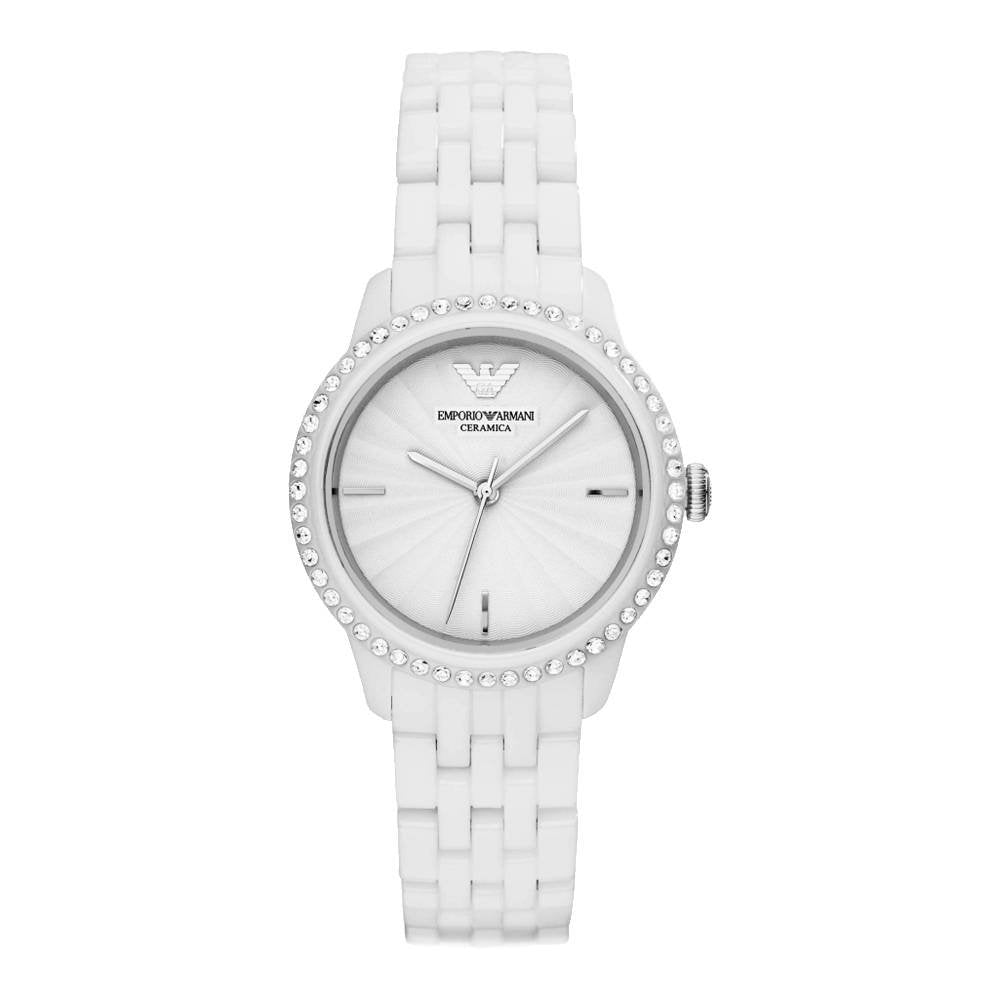 Emporio Armani Ceramic White Dial White Ceramic Bracelet Watch For Women - AR1477 Watches Emporio Armani   