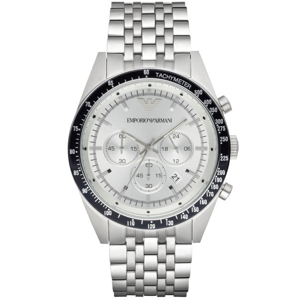 Emporio Armani Sportivo Chronograph Silver Dial Silver Stainless Steel Watch For Men - AR6073 Watches Emporio Armani   