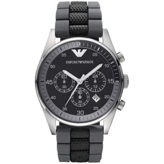 Emporio Armani Sportivo Black Dial Two Tone Ceramic Bracelet Watch For Men - AR5866 Watches Emporio Armani   