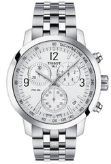 Tissot T Sport PRC 200 Chronograph White Dial Silver Steel Strap Watch For Men - T114.417.11.037.00 Watches Tissot   