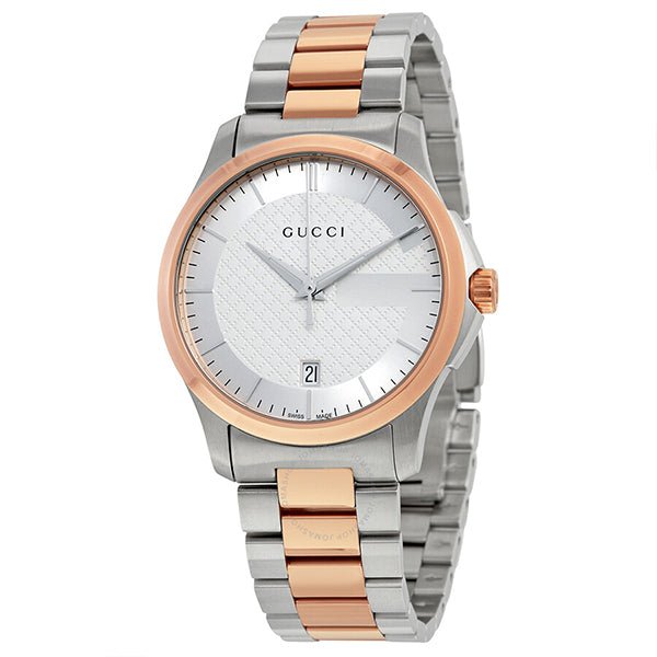 Gucci G Timeless White Dial Two Tone Steel Strap Watch For Men - YA126447 Watches Gucci   