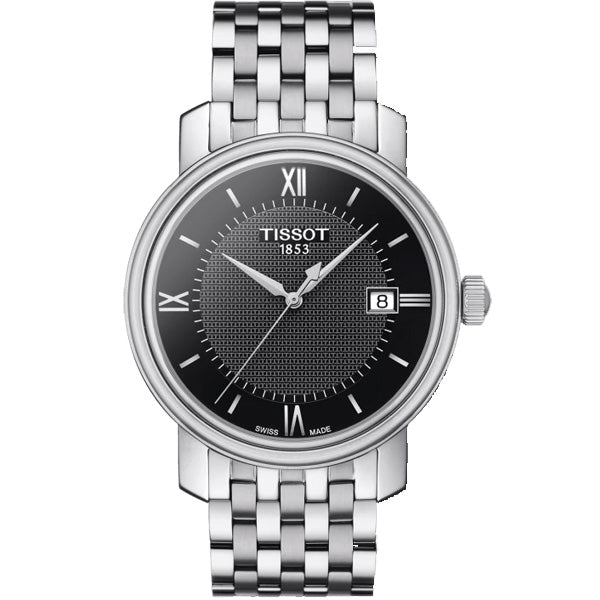 Tissot T Classic Bridgeport Black Dial Silver Steel Strap Watch For Men - T097.410.11.058.00 Watches Tissot   