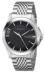 Gucci G Timeless Black Dial Silver Steel Strap Watch For Men - YA126402 Watches Gucci   