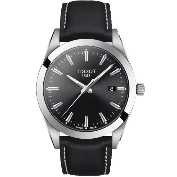 Tissot Gentleman Black Dial Leather Strap Watch For Men - T127.410.16.051.00 Watches Tissot   