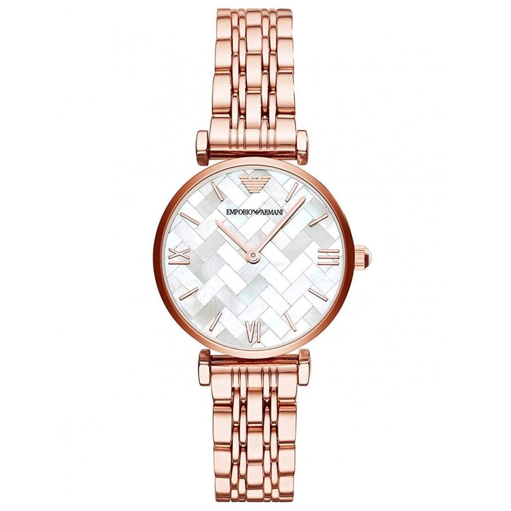 Emporio Armani Mother of Pearl Dial Rose Gold Stainless Steel Watch For Women - AR11110 Watches Emporio Armani   