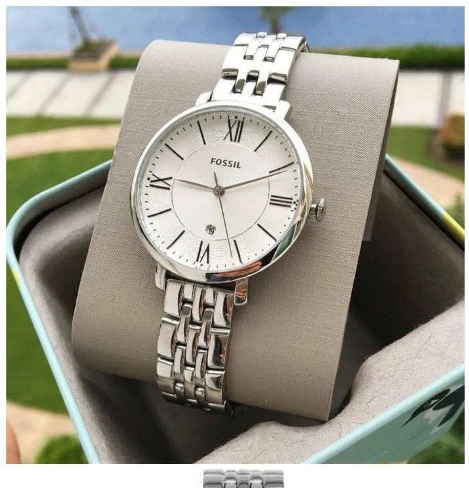 Fossil Jacqueline White Dial Silver Steel Strap Watch for Women - ES3631 Watches Fossil   