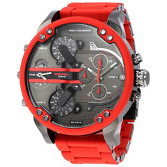 Diesel Mr Daddy 2.0 Black Dial Red Stainless Steel Watch For Men - DZ7370 Watches Diesel   