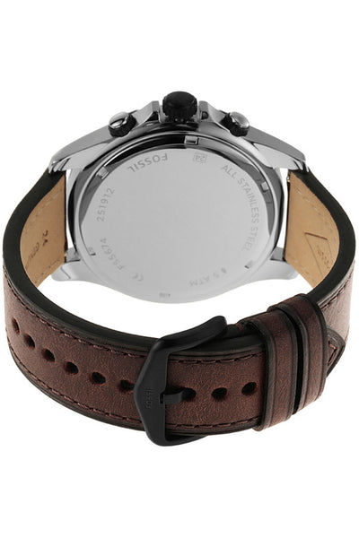 Fossil Dillinger Chronograph Cream Dial Brown Leather Strap Watch for Men - FS5674 Watches Fossil   