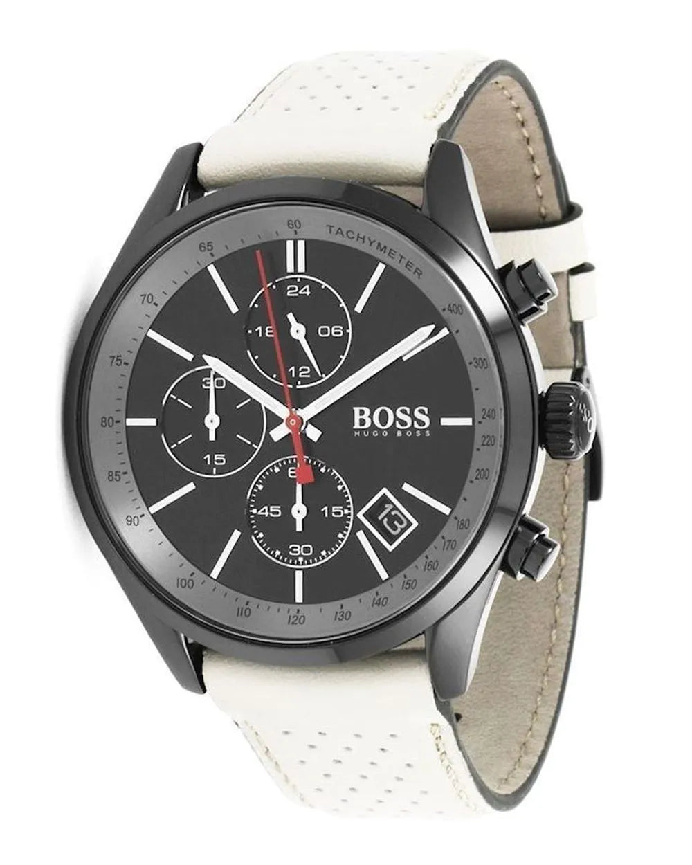 Hugo Boss Grand Prix Chronograph Black Dial Grey Leather Strap Watch for Men - 1513562 Watches Hugo Boss   