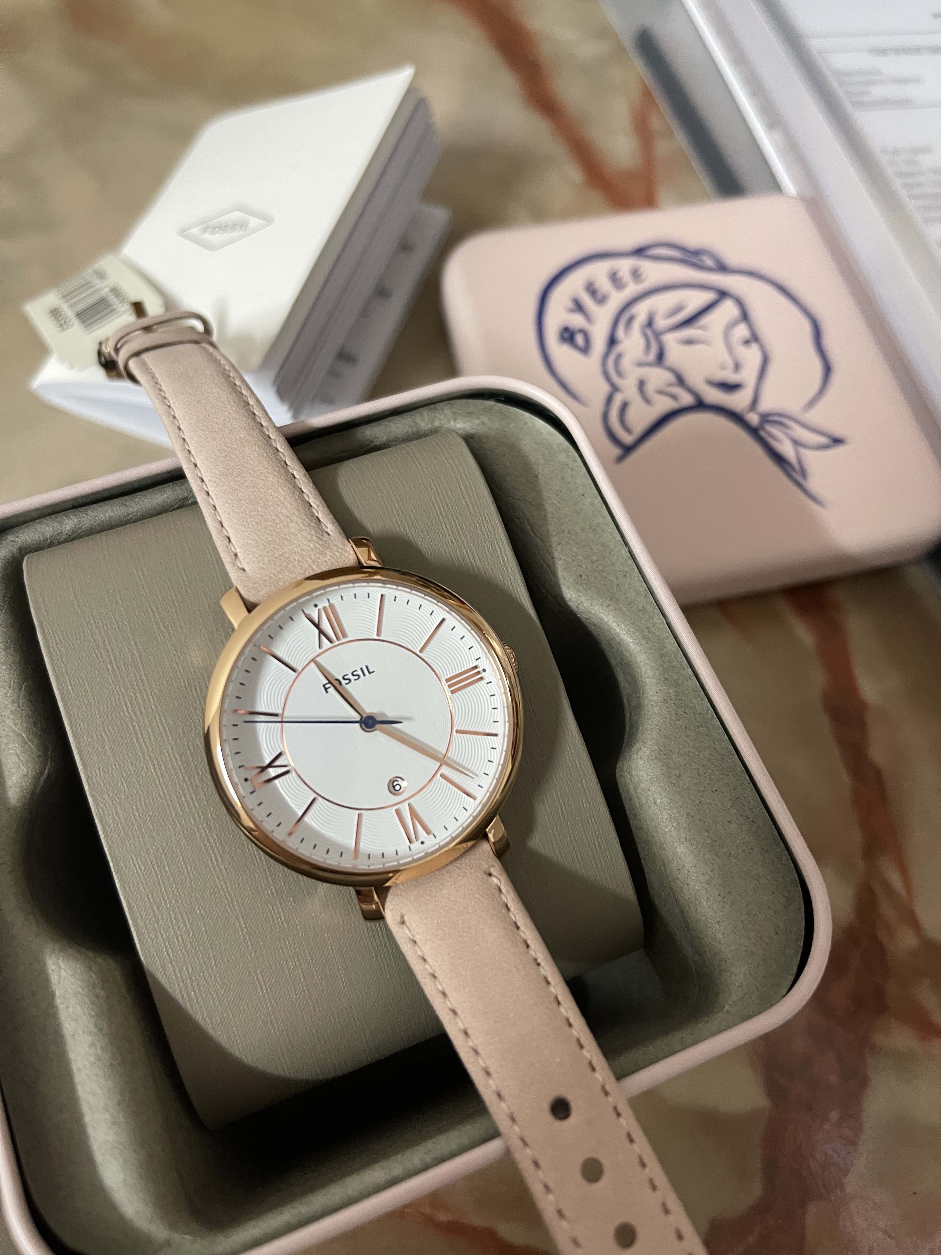Fossil Jacqueline White Dial Pink Leather Strap Watch for Women - ES3988 Watches Fossil   