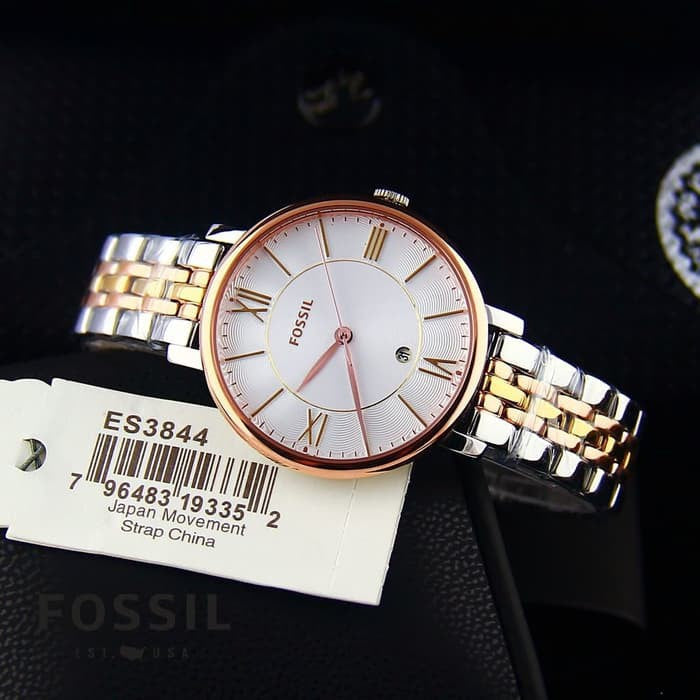 Fossil Jacqueline White Dial Two Tone Steel Strap Watch for Women - ES3844 Watches Fossil   