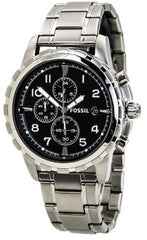 Fossil Dean Chronograph Black Dial Silver Steel Strap Watch for Men - FS4542 Watches Fossil   