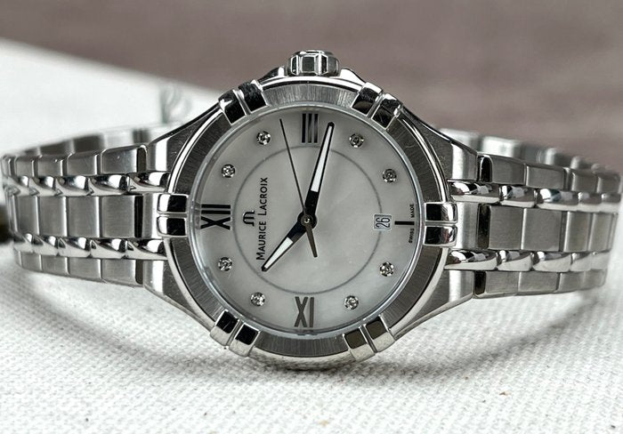Maurice Lacroix Aikon White Mother of Pearl Dial Silver Steel Strap Watch for Women - AI1004-SS002-170-1 Watches Maurice Lacroix   