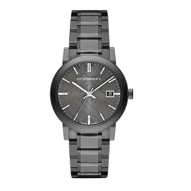 Burberry The City Gunmetal Dial Stainless Steel Strap Watch for Men - BU9007 Watches Burberry   