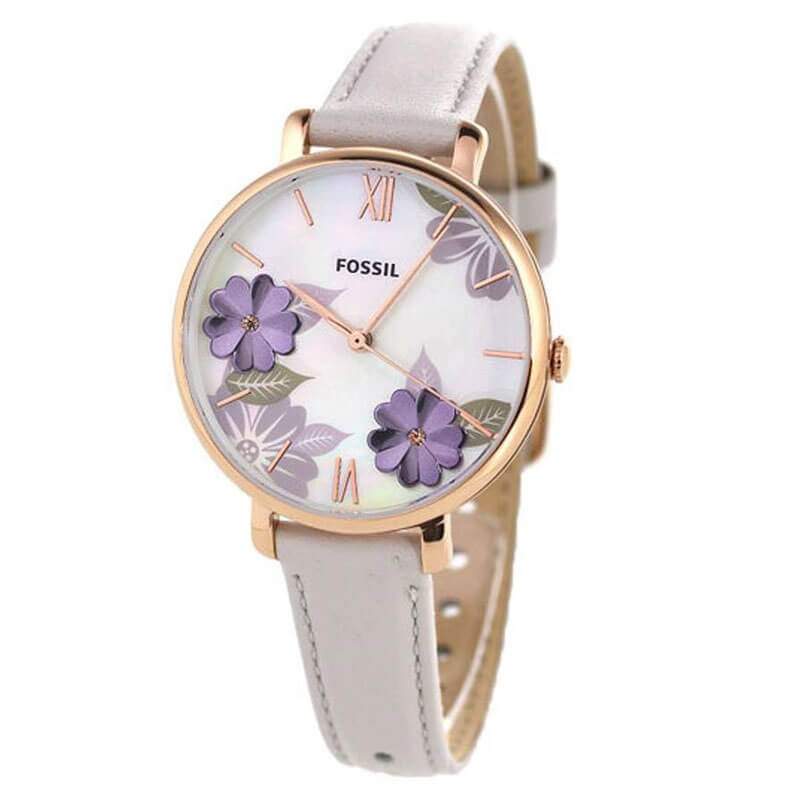 Fossil Jacqueline Mother of Pearl Dial White Leather Strap Watch for Women - ES4672 Watches Fossil   