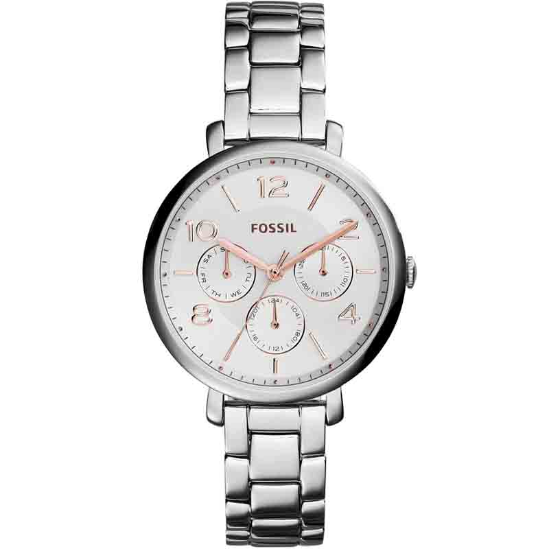 Fossil Jacqueline Multifunction White Dial Silver Steel Strap Watch for Women - ES3738 Watches Fossil   