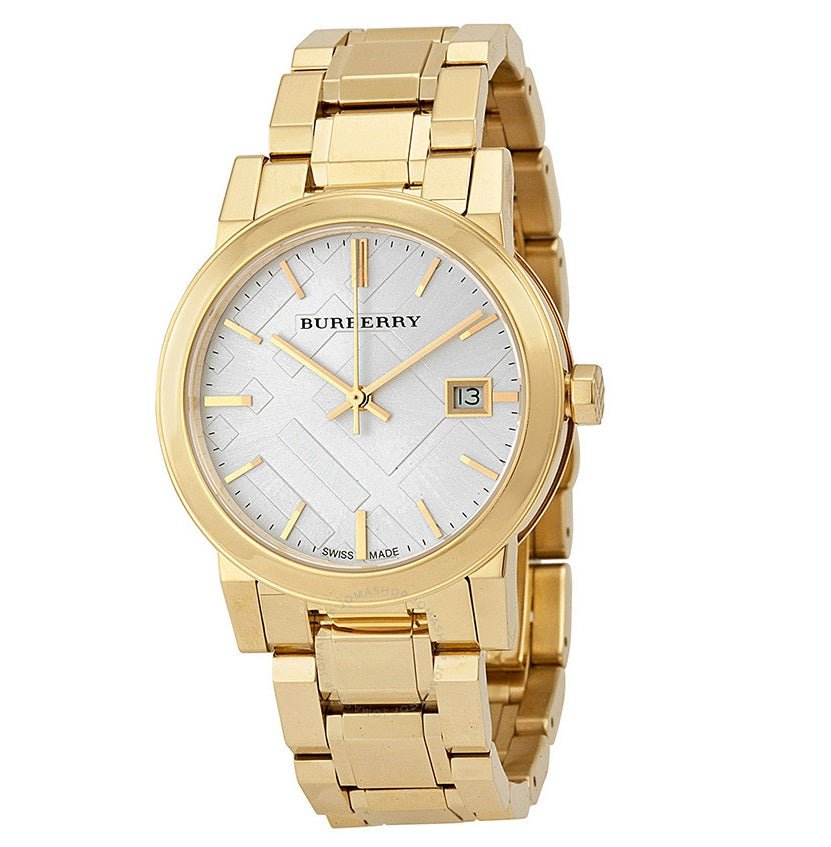 Burberry The City Silver Dial Gold Stainless Steel Strap Unisex Watch - BU9003 Watches Burberry   