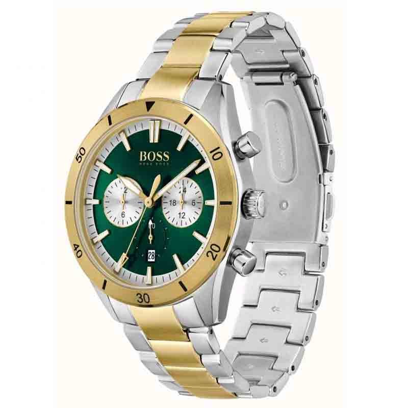 Hugo Boss Santiago Green Dial Two Tone Steel Strap Watch for Men - 1513872 Watches Hugo Boss   