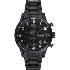 Hugo Boss Aeroliner Black Dial Black Steel Strap Watch for Men - 1513275 Watches Hugo Boss   