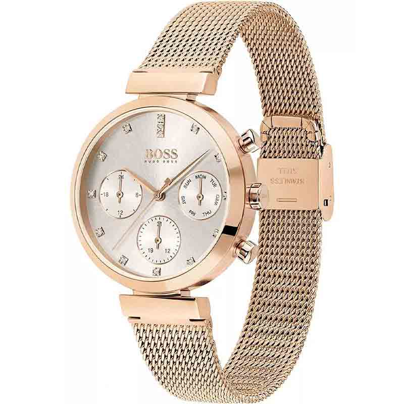 Hugo Boss Flawless White Dial Gold Mesh Bracelet Watch for Women - 1502553 Watches Hugo Boss   