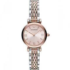 Emporio Armani Gianni T Bar Pink Dial Two Tone Stainless Steel Strap Watch For Women - AR11223 Watches Emporio Armani   