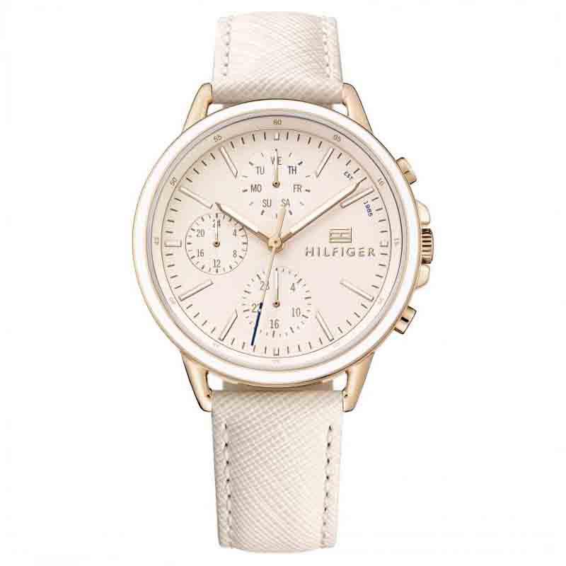 Tommy Hilfiger Carly Cream Dial Cream Leather Strap Watch for Women -1781789 Watches Tommy Hilfiger   