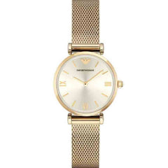 Emporio Armani Retro Gold Dial Gold Mesh Bracelet Watch For Women - AR1957 Watches Emporio Armani   