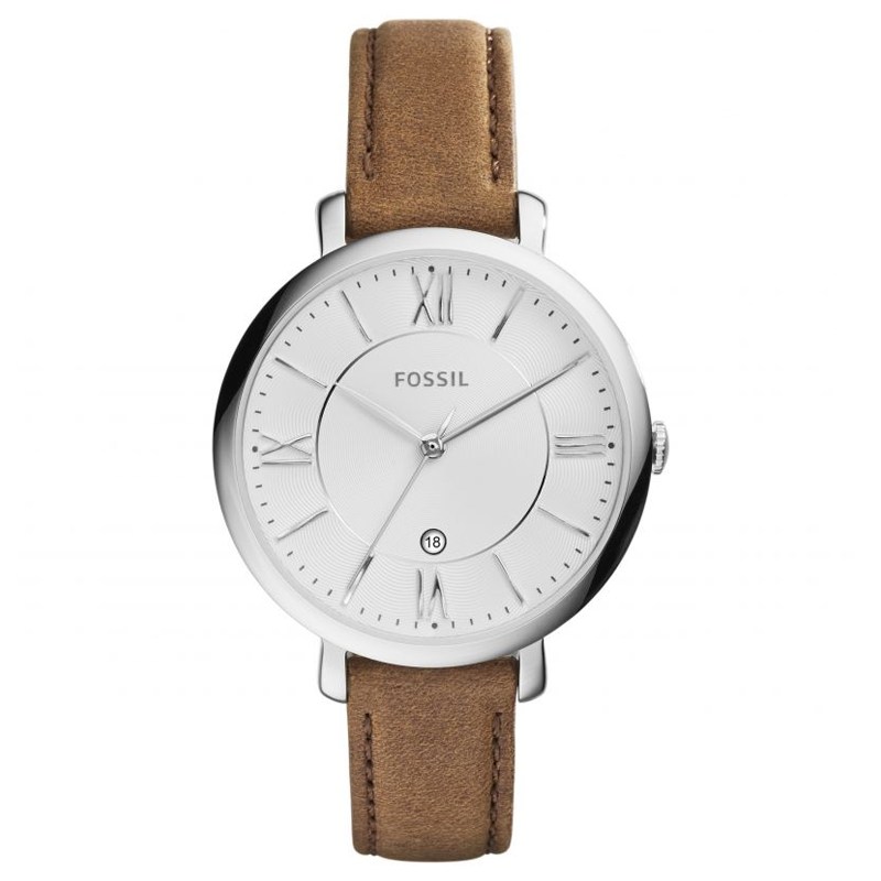 Fossil Jacqueline White Dial Brown Leather Strap Watch for Women - ES3708 Watches Fossil   