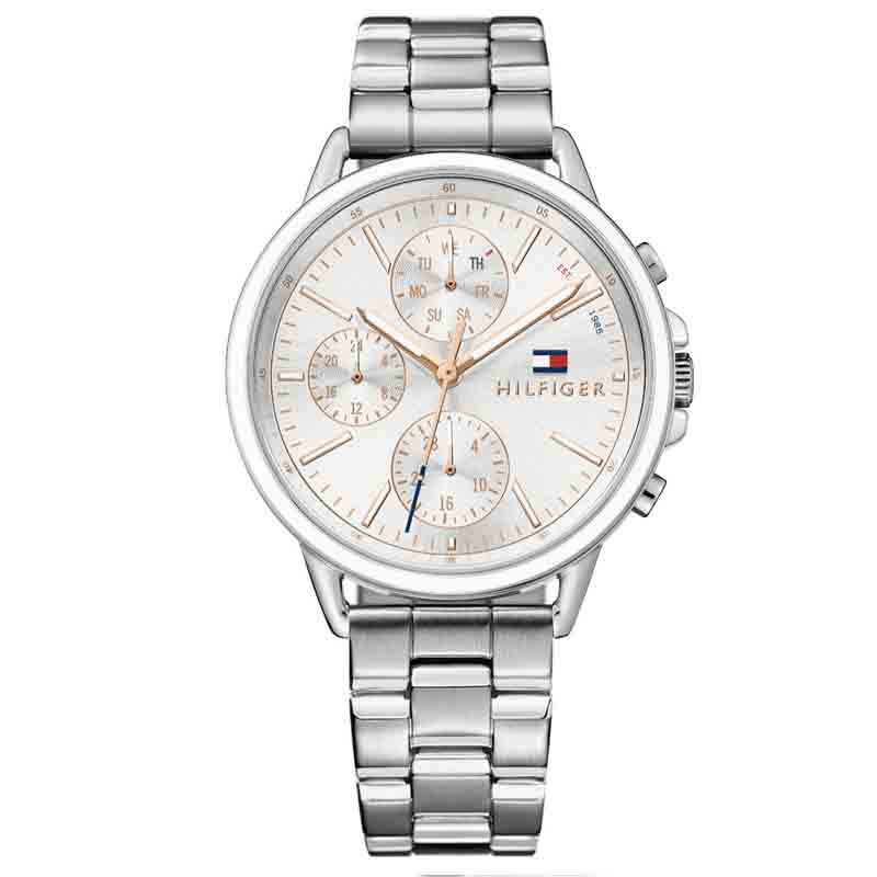 Tommy Hilfiger Carly White Dial Silver Stainless Steel Strap Watch for Women - 1781787 Watches Tommy Hilfiger   