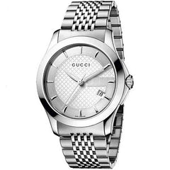 Gucci G Timeless Silver Dial Silver Steel Strap Watch For Men - YA126401 Watches Gucci   