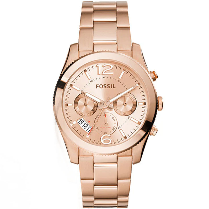 Fossil Boyfriend Multifunction Rose Gold Dial Rose Gold Steel Strap Watch for Women - ES3885 Watches Fossil   