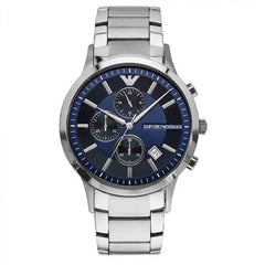 Emporio Armani Renato Chronograph Blue Dial Stainless Steel Strap Watch For Men - AR11164 Watches Emporio Armani   